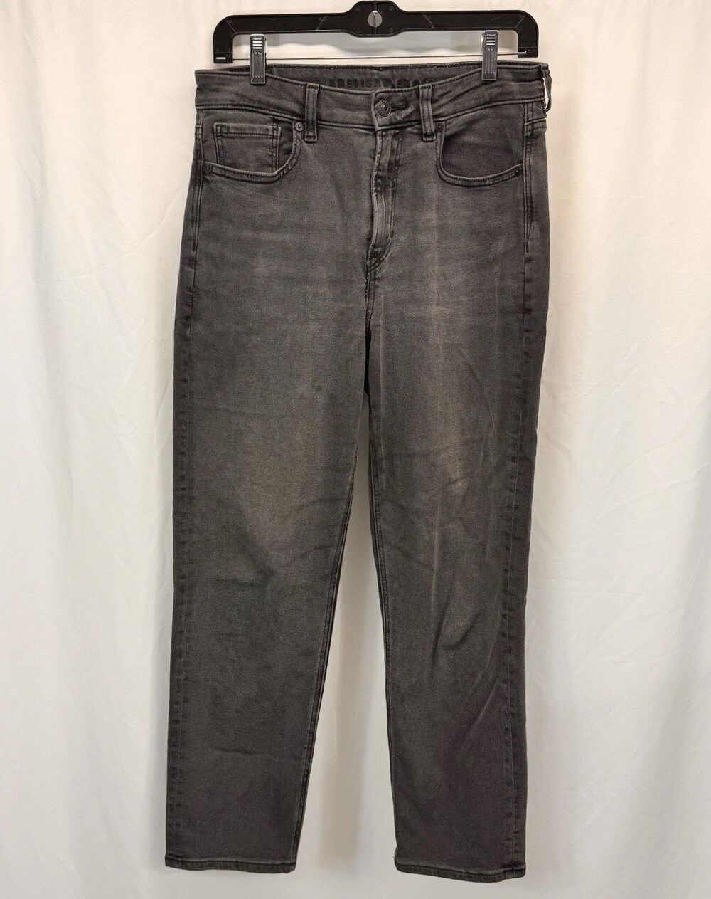 American Eagle Womens Mom Jeans Sz 6 29 Short Washed Black High Rise Tapered